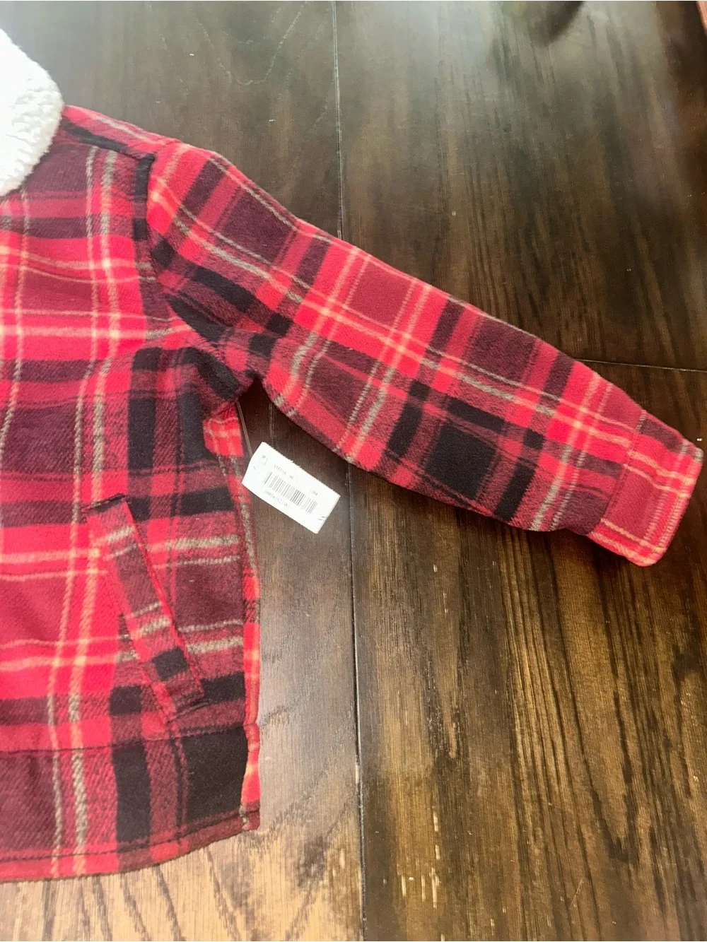 Old Navy Red and Black Plaid Sherpa-Trim Flannel Jacket